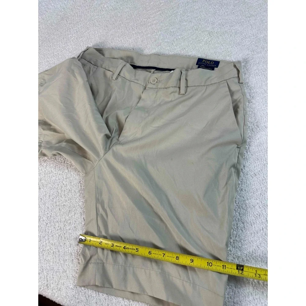 Polo Ralph Lauren Men Performance Stretch Mid Rise Zip Fly Beige Chino Shorts 34